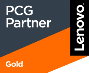 LenovoPCP-Gold-300x247 Lenovo PCG Partner Gold badge with black and orange design.