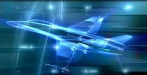 Aerospace-Engineering-Graphic-300x154 A futuristic blue-toned jet aircraft flying with light trails.