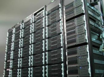 Stacked computer servers in data center. Stacked computer servers in data center.