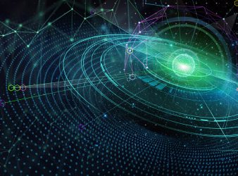 Futuristic digital abstract with glowing green elements. Futuristic digital abstract with glowing green elements.