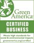 Green America Certified Business logo and text.