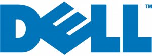 Dell logo in blue capital letters.