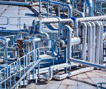 Industrial pipes and metal structures complex.