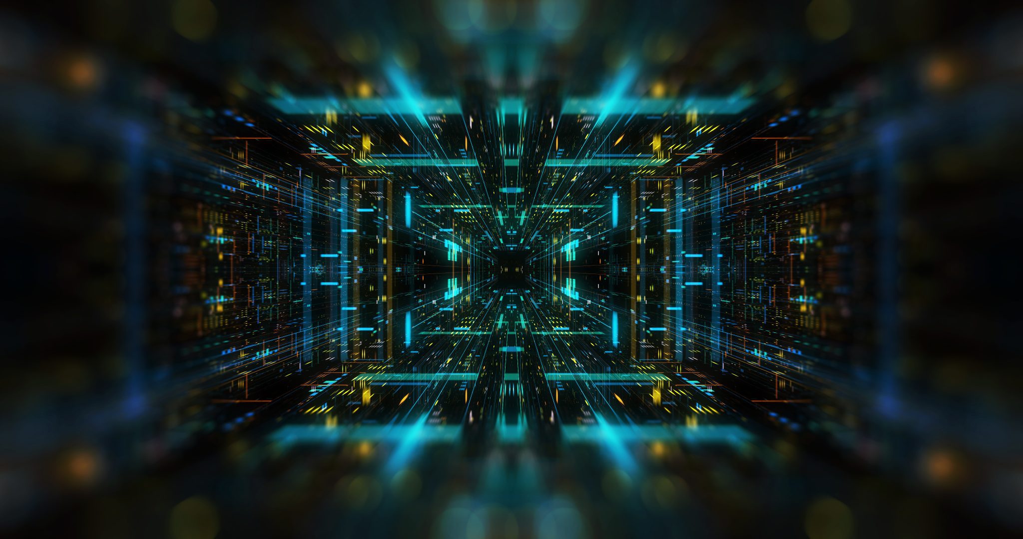 Futuristic digital tunnel with glowing lights. Futuristic digital tunnel with glowing lights.