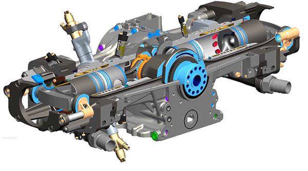 Mechanical component with gears and cylinders. Mechanical component with gears and cylinders.