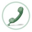 Green vintage telephone handset in circular icon. Green vintage telephone handset in circular icon.