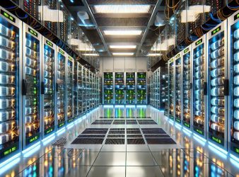 Modern data center with server racks. Modern data center with server racks.