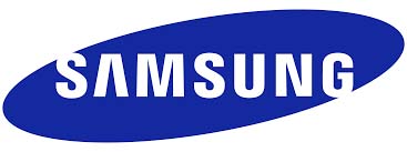 Samsung logo with blue oval background.