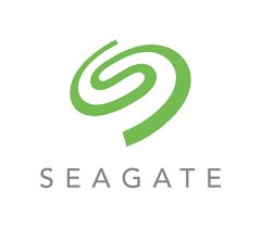 Seagate logo with green swirl design.