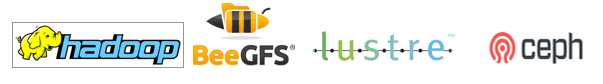 Logos of Hadoop, BeeGFS, Lustre, Ceph. Logos of Hadoop, BeeGFS, Lustre, Ceph.