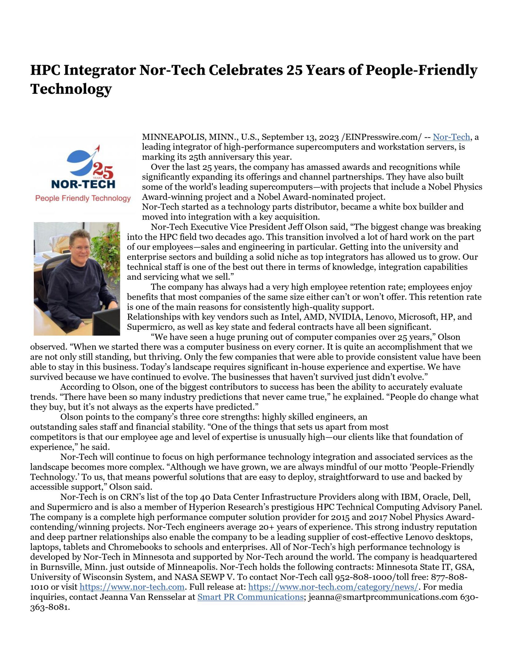 A detailed article about technology and a person in front of a computer.
