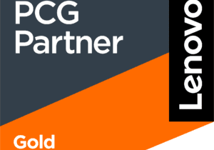 Lenovo PCG Partner Gold badge with black and orange design.