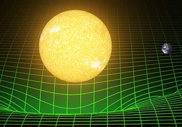 Sun and Earth on a grid illustration.
