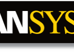Logo of ANSYS software on a black background.