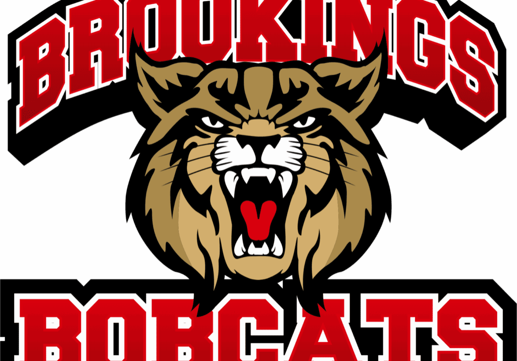 Brookings Bobcats logo with fierce bobcat.
