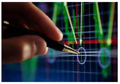 Analyzing data on a digital graph.